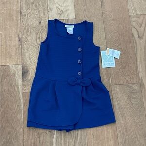 Bonnie Jean Navy Sleeveless Romper with Bow